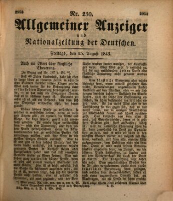 Allgemeiner Anzeiger und Nationalzeitung der Deutschen (Allgemeiner Anzeiger der Deutschen) Freitag 25. August 1843