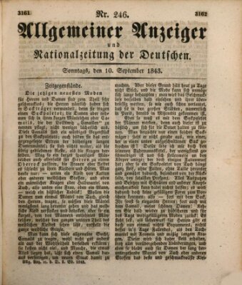 Allgemeiner Anzeiger und Nationalzeitung der Deutschen (Allgemeiner Anzeiger der Deutschen) Sonntag 10. September 1843