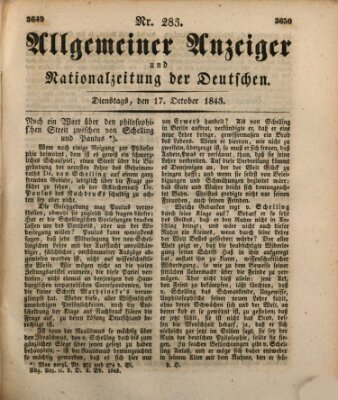 Allgemeiner Anzeiger und Nationalzeitung der Deutschen (Allgemeiner Anzeiger der Deutschen) Dienstag 17. Oktober 1843