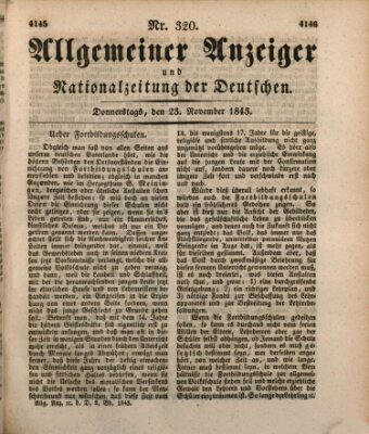 Allgemeiner Anzeiger und Nationalzeitung der Deutschen (Allgemeiner Anzeiger der Deutschen) Donnerstag 23. November 1843