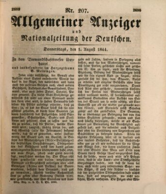 Allgemeiner Anzeiger und Nationalzeitung der Deutschen (Allgemeiner Anzeiger der Deutschen) Donnerstag 1. August 1844