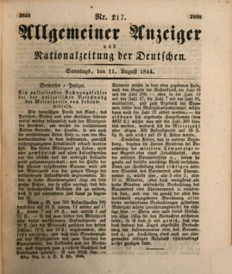 Allgemeiner Anzeiger und Nationalzeitung der Deutschen (Allgemeiner Anzeiger der Deutschen) Sonntag 11. August 1844