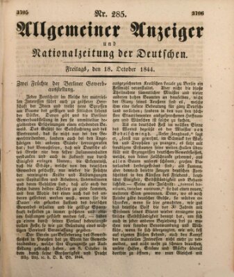 Allgemeiner Anzeiger und Nationalzeitung der Deutschen (Allgemeiner Anzeiger der Deutschen) Freitag 18. Oktober 1844