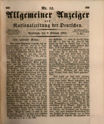 Allgemeiner Anzeiger und Nationalzeitung der Deutschen (Allgemeiner Anzeiger der Deutschen) Sonntag 2. Februar 1845