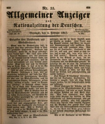 Allgemeiner Anzeiger und Nationalzeitung der Deutschen (Allgemeiner Anzeiger der Deutschen) Montag 3. Februar 1845