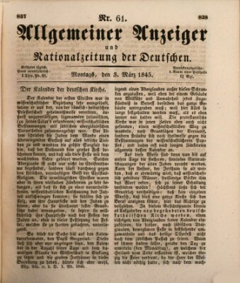 Allgemeiner Anzeiger und Nationalzeitung der Deutschen (Allgemeiner Anzeiger der Deutschen) Montag 3. März 1845