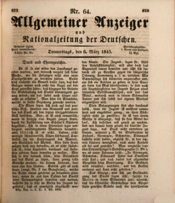 Allgemeiner Anzeiger und Nationalzeitung der Deutschen (Allgemeiner Anzeiger der Deutschen) Donnerstag 6. März 1845