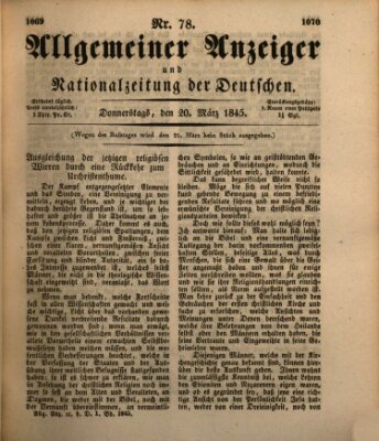 Allgemeiner Anzeiger und Nationalzeitung der Deutschen (Allgemeiner Anzeiger der Deutschen) Donnerstag 20. März 1845