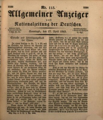 Allgemeiner Anzeiger und Nationalzeitung der Deutschen (Allgemeiner Anzeiger der Deutschen) Sonntag 27. April 1845