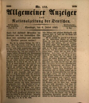 Allgemeiner Anzeiger und Nationalzeitung der Deutschen (Allgemeiner Anzeiger der Deutschen) Dienstag 8. Juli 1845