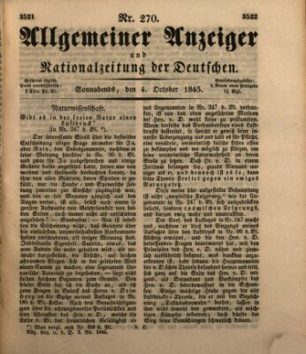 Allgemeiner Anzeiger und Nationalzeitung der Deutschen (Allgemeiner Anzeiger der Deutschen) Samstag 4. Oktober 1845