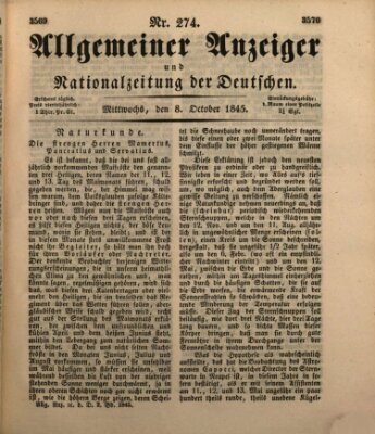 Allgemeiner Anzeiger und Nationalzeitung der Deutschen (Allgemeiner Anzeiger der Deutschen) Mittwoch 8. Oktober 1845