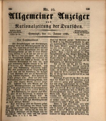 Allgemeiner Anzeiger und Nationalzeitung der Deutschen (Allgemeiner Anzeiger der Deutschen) Sonntag 11. Januar 1846