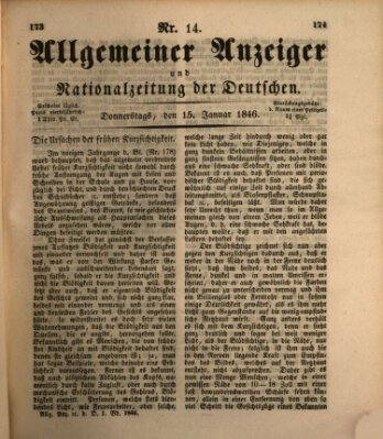 Allgemeiner Anzeiger und Nationalzeitung der Deutschen (Allgemeiner Anzeiger der Deutschen) Donnerstag 15. Januar 1846
