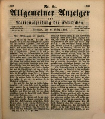 Allgemeiner Anzeiger und Nationalzeitung der Deutschen (Allgemeiner Anzeiger der Deutschen) Freitag 6. März 1846