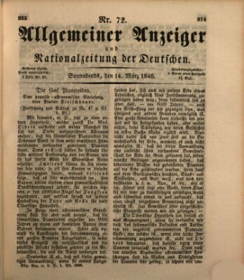 Allgemeiner Anzeiger und Nationalzeitung der Deutschen (Allgemeiner Anzeiger der Deutschen) Samstag 14. März 1846