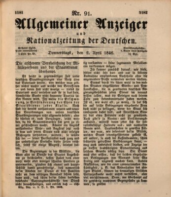 Allgemeiner Anzeiger und Nationalzeitung der Deutschen (Allgemeiner Anzeiger der Deutschen) Donnerstag 2. April 1846