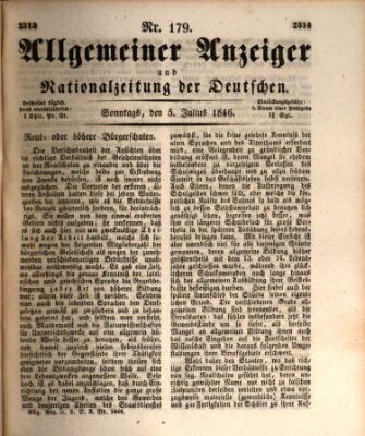 Allgemeiner Anzeiger und Nationalzeitung der Deutschen (Allgemeiner Anzeiger der Deutschen) Sonntag 5. Juli 1846