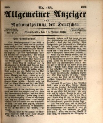 Allgemeiner Anzeiger und Nationalzeitung der Deutschen (Allgemeiner Anzeiger der Deutschen) Samstag 11. Juli 1846