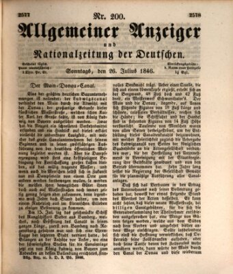 Allgemeiner Anzeiger und Nationalzeitung der Deutschen (Allgemeiner Anzeiger der Deutschen) Sonntag 26. Juli 1846