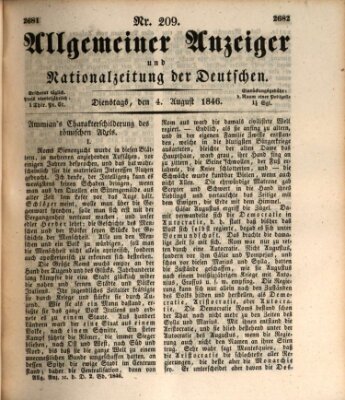 Allgemeiner Anzeiger und Nationalzeitung der Deutschen (Allgemeiner Anzeiger der Deutschen) Dienstag 4. August 1846