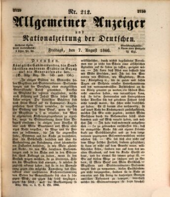 Allgemeiner Anzeiger und Nationalzeitung der Deutschen (Allgemeiner Anzeiger der Deutschen) Freitag 7. August 1846