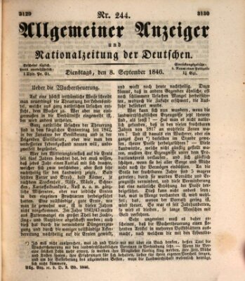 Allgemeiner Anzeiger und Nationalzeitung der Deutschen (Allgemeiner Anzeiger der Deutschen) Dienstag 8. September 1846