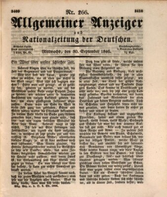 Allgemeiner Anzeiger und Nationalzeitung der Deutschen (Allgemeiner Anzeiger der Deutschen) Mittwoch 30. September 1846