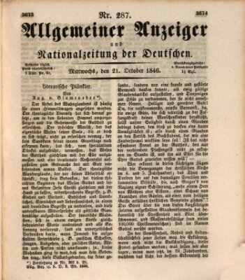 Allgemeiner Anzeiger und Nationalzeitung der Deutschen (Allgemeiner Anzeiger der Deutschen) Mittwoch 21. Oktober 1846
