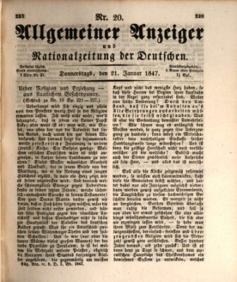 Allgemeiner Anzeiger und Nationalzeitung der Deutschen (Allgemeiner Anzeiger der Deutschen) Donnerstag 21. Januar 1847