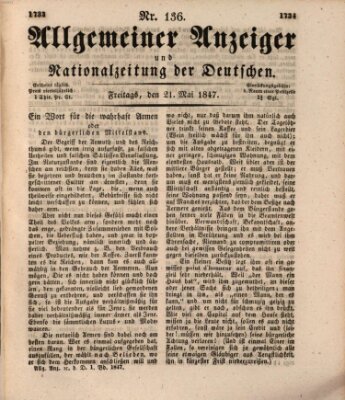 Allgemeiner Anzeiger und Nationalzeitung der Deutschen (Allgemeiner Anzeiger der Deutschen) Freitag 21. Mai 1847