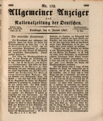 Allgemeiner Anzeiger und Nationalzeitung der Deutschen (Allgemeiner Anzeiger der Deutschen) Dienstag 8. Juni 1847