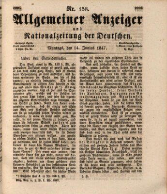 Allgemeiner Anzeiger und Nationalzeitung der Deutschen (Allgemeiner Anzeiger der Deutschen) Montag 14. Juni 1847