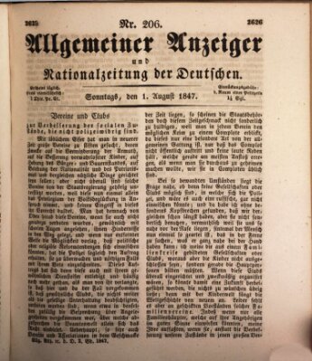 Allgemeiner Anzeiger und Nationalzeitung der Deutschen (Allgemeiner Anzeiger der Deutschen) Sonntag 1. August 1847