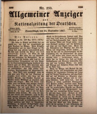 Allgemeiner Anzeiger und Nationalzeitung der Deutschen (Allgemeiner Anzeiger der Deutschen) Donnerstag 23. September 1847