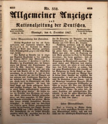 Allgemeiner Anzeiger und Nationalzeitung der Deutschen (Allgemeiner Anzeiger der Deutschen) Montag 6. Dezember 1847