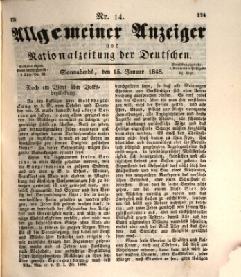 Allgemeiner Anzeiger und Nationalzeitung der Deutschen (Allgemeiner Anzeiger der Deutschen) Samstag 15. Januar 1848