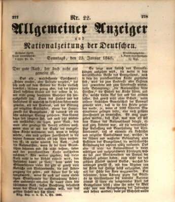 Allgemeiner Anzeiger und Nationalzeitung der Deutschen (Allgemeiner Anzeiger der Deutschen) Sonntag 23. Januar 1848