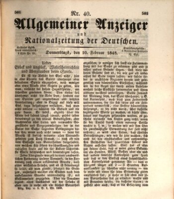 Allgemeiner Anzeiger und Nationalzeitung der Deutschen (Allgemeiner Anzeiger der Deutschen) Donnerstag 10. Februar 1848