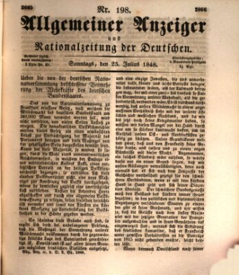 Allgemeiner Anzeiger und Nationalzeitung der Deutschen (Allgemeiner Anzeiger der Deutschen) Sonntag 23. Juli 1848