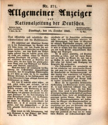 Allgemeiner Anzeiger und Nationalzeitung der Deutschen (Allgemeiner Anzeiger der Deutschen) Dienstag 10. Oktober 1848