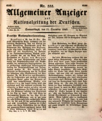 Allgemeiner Anzeiger und Nationalzeitung der Deutschen (Allgemeiner Anzeiger der Deutschen) Donnerstag 21. Dezember 1848