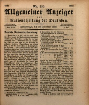 Allgemeiner Anzeiger und Nationalzeitung der Deutschen (Allgemeiner Anzeiger der Deutschen) Donnerstag 28. Dezember 1848