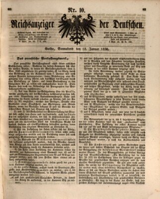 Reichsanzeiger der Deutschen (Allgemeiner Anzeiger der Deutschen) Samstag 12. Januar 1850