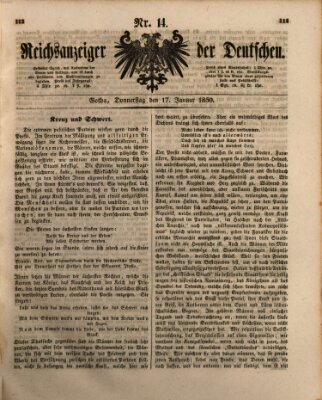 Reichsanzeiger der Deutschen (Allgemeiner Anzeiger der Deutschen) Donnerstag 17. Januar 1850