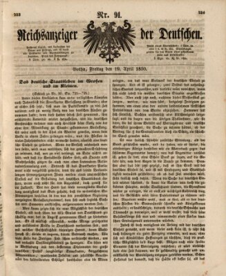 Reichsanzeiger der Deutschen (Allgemeiner Anzeiger der Deutschen) Freitag 19. April 1850