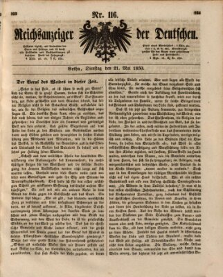 Reichsanzeiger der Deutschen (Allgemeiner Anzeiger der Deutschen) Dienstag 21. Mai 1850