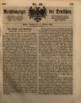 Reichsanzeiger der Deutschen (Allgemeiner Anzeiger der Deutschen) Montag 17. Juni 1850