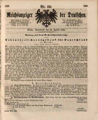 Reichsanzeiger der Deutschen (Allgemeiner Anzeiger der Deutschen) Samstag 22. Juni 1850