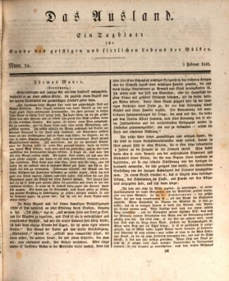 Das Ausland Donnerstag 3. Februar 1831